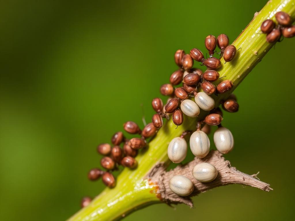 Scale insects damage on hedge foliage