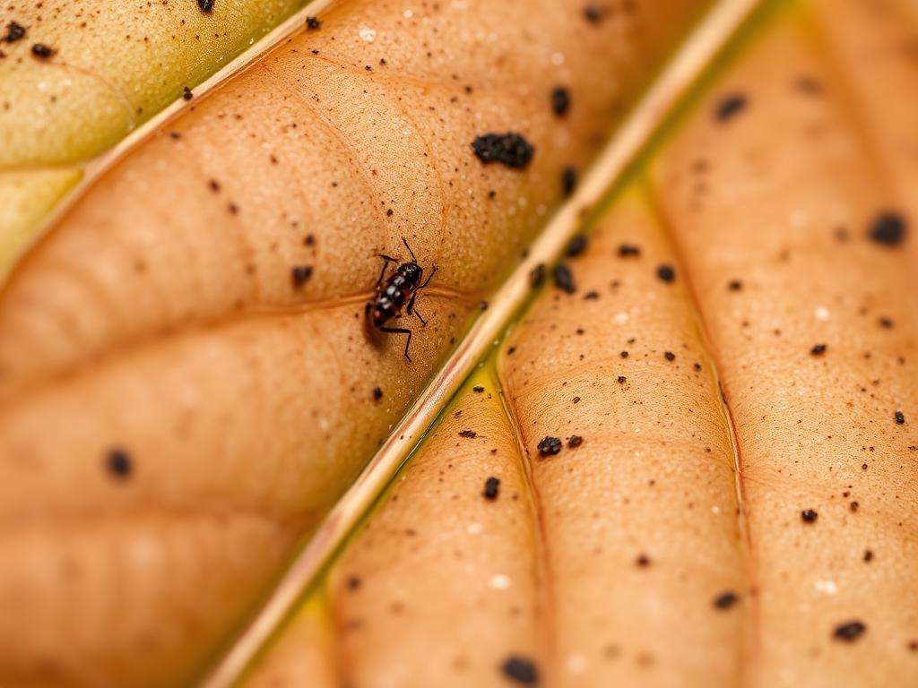 Thrips damage on hedge foliage